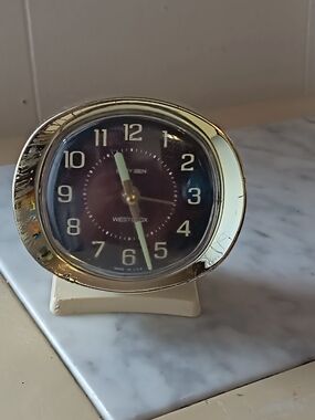 Vintage Big Ben Westclox Gold Baby Ben Luminous Wind Up Alarm Clock-USA-WORKS